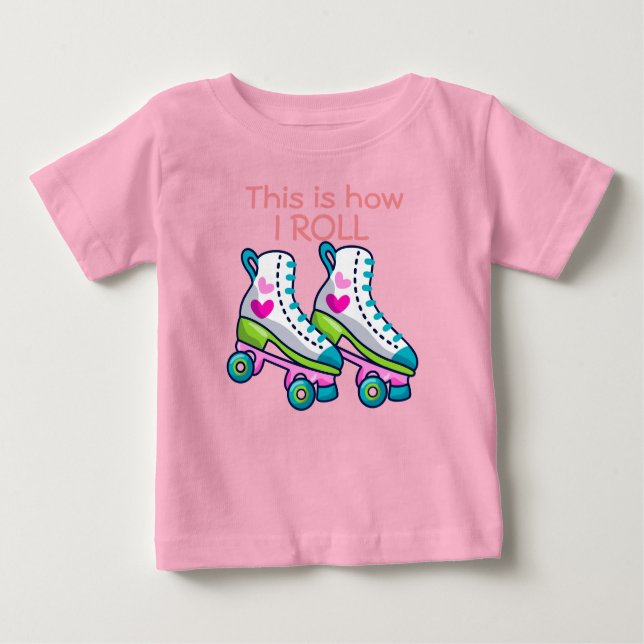 Camiseta Para Bebê É assim que eu faço skates de rolo (Frente)