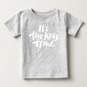 Camiseta Para Bebê É divertido, é hora do peru, frase do Dia de Ação 