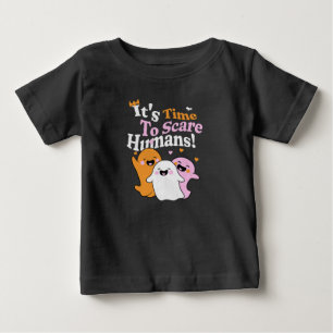 Camiseta Para Bebê É Hora de Assustar Humanos! Doces Fantasmas de Hal