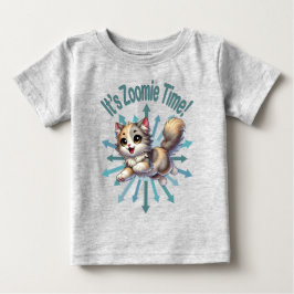 Camiseta Para Bebê É Hora do Zoom Cute Gato Tricolor