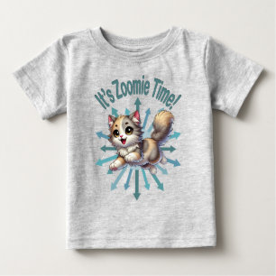 Camiseta Para Bebê É Hora do Zoom Cute Gato Tricolor