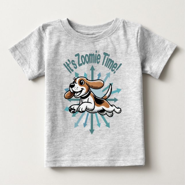 Camiseta Para Bebê É hora do Zoomie Beagle (Frente)