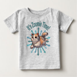 Camiseta Para Bebê É hora do Zoomie Gato Calico Diluto