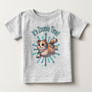 Camiseta Para Bebê É hora do Zoomie Gato Calico Diluto