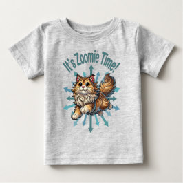 Camiseta Para Bebê É Hora do Zoomie Gato da Floresta Norueguesa