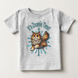 Camiseta Para Bebê É Hora do Zoomie Gato da Floresta Norueguesa