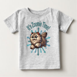 Camiseta Para Bebê É Hora do Zoomie Gato Persa