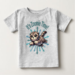 Camiseta Para Bebê É hora do Zoomie Gato Scottish Fold