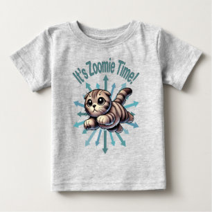 Camiseta Para Bebê É hora do Zoomie Gato Scottish Fold