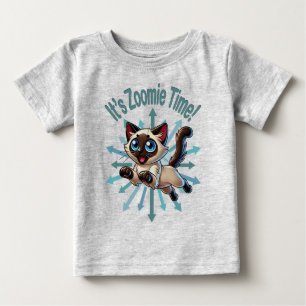 Camiseta Para Bebê É hora do Zoomie Gato Siames