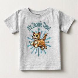 Camiseta Para Bebê É hora do Zoomie, Gato Tigre