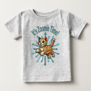Camiseta Para Bebê É hora do Zoomie, Gato Tigre