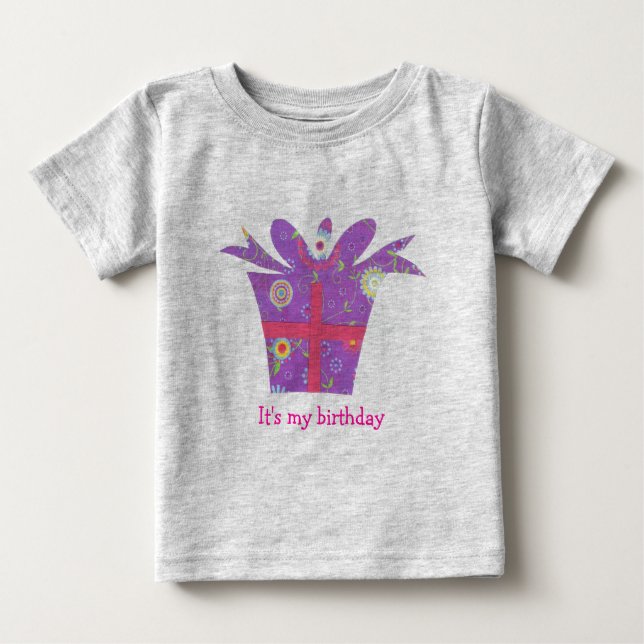 CAMISETA PARA BEBÊ É MEU ANIVERSÁRIO PAISLEY (Frente)