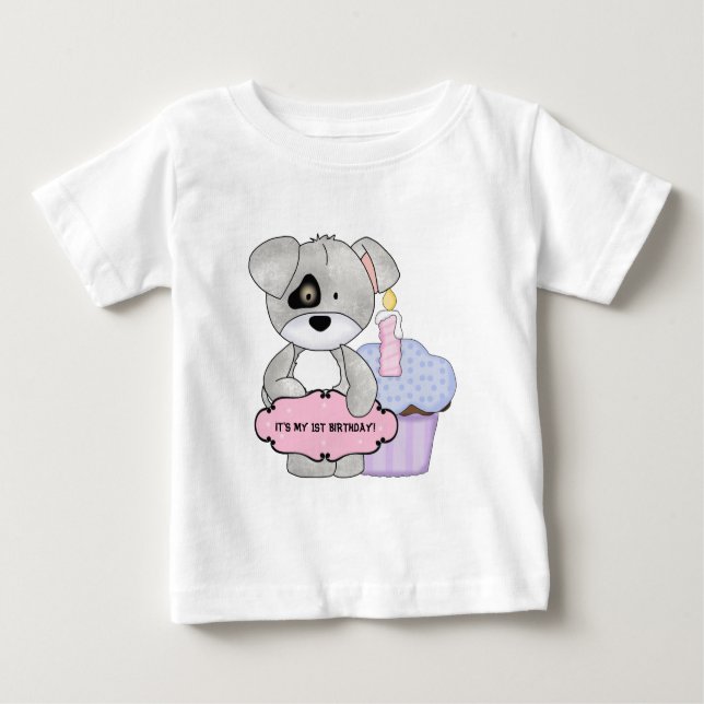 Camiseta Para Bebê É meu primeiro t-shirt do aniversário (Frente)