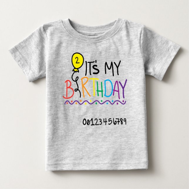 Camiseta Para Bebê É Meu Segundo Aniversário (Frente)