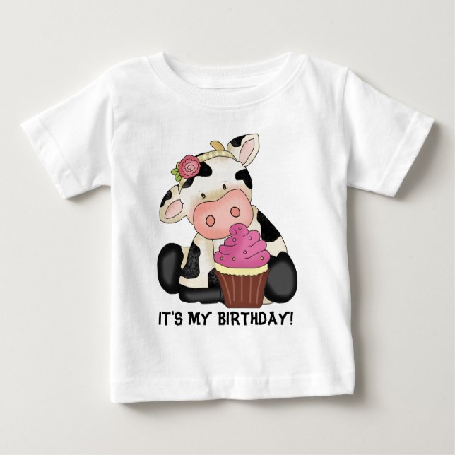 Camiseta Para Bebê É meu t-shirt da vaca do aniversário (Frente)