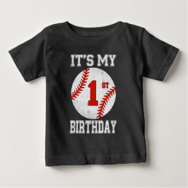 Camiseta Para Bebê É o meu 1º aniversário de beisebol Design