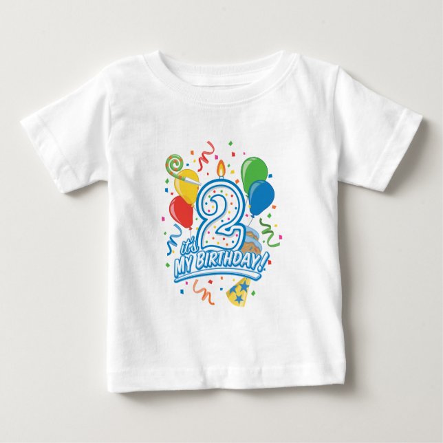 Camiseta Para Bebê É o meu aniversário! Toddler Tee De Dois Anos (Frente)