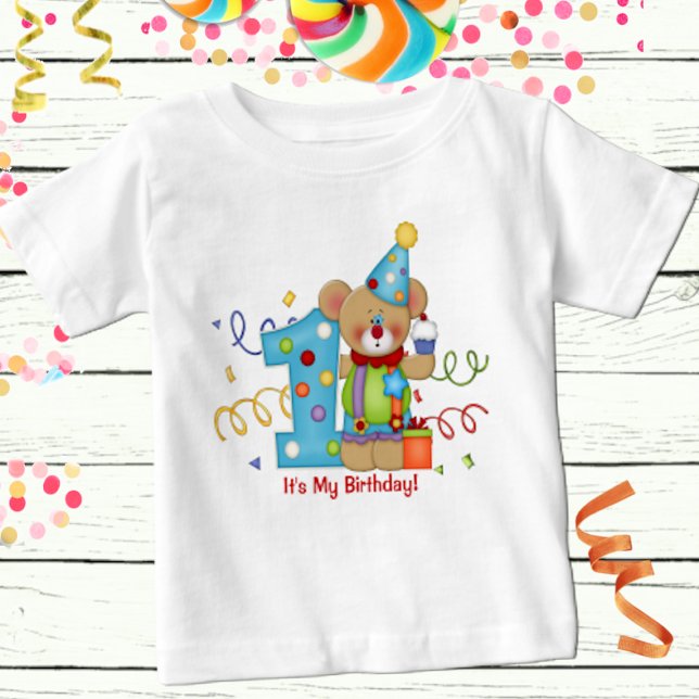 Camiseta Para Bebê É o meu aniversário, Urso Judeu 1 (Criador carregado)