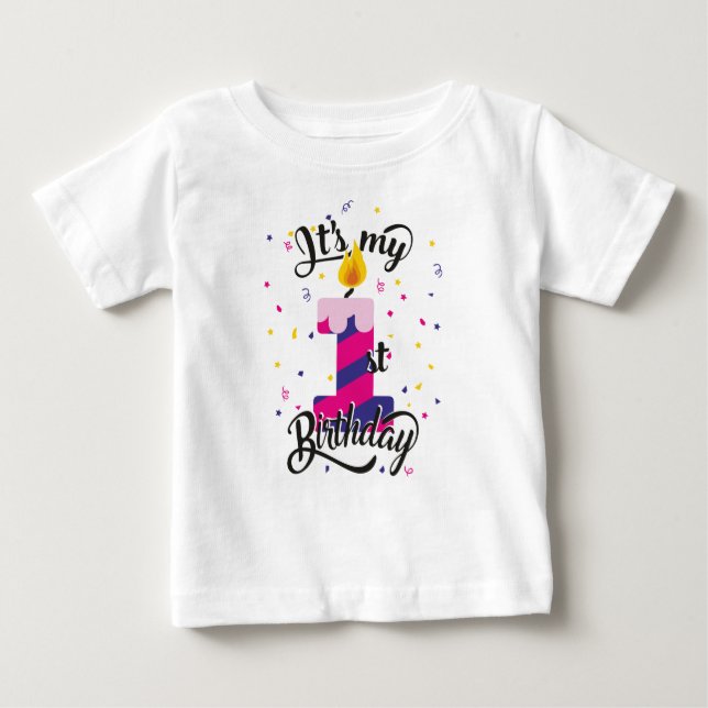 Camiseta Para Bebê É o meu primeiro aniversário (Frente)