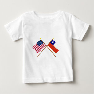 Camiseta Para Bebê E.U. e bandeiras cruzadas o Chile
