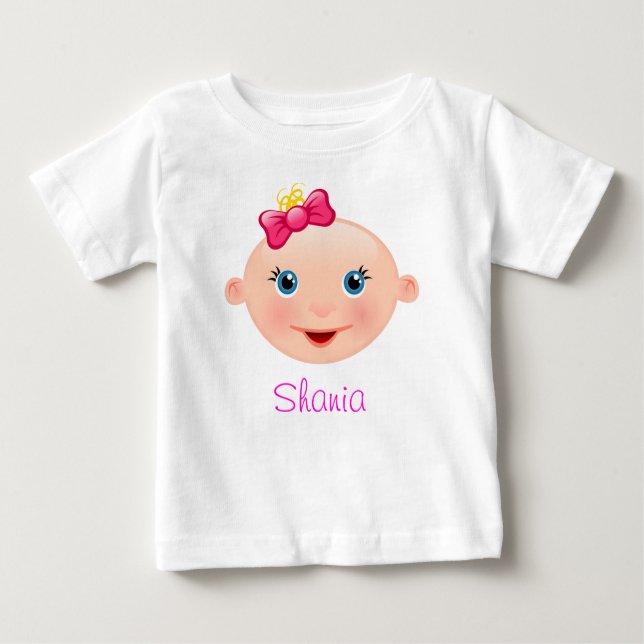 Camiseta Para Bebê É um Bebê Menina Face Rosa (Frente)