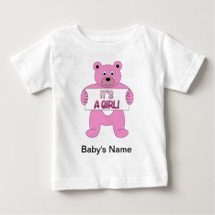 Camiseta Para Bebê É um urso do rosa da menina