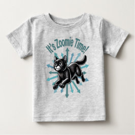 Camiseta Para Bebê É Zoomie Time Black Cat