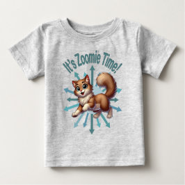 Camiseta Para Bebê É Zoomie Time Brown e Gato Branco