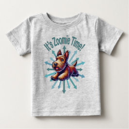 Camiseta Para Bebê É Zoomie Time Brown Scotty