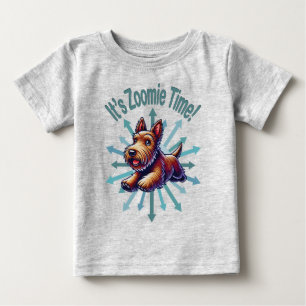 Camiseta Para Bebê É Zoomie Time Brown Scotty