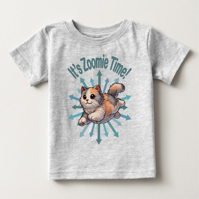 Camiseta Para Bebê É Zoomie Time Dilute Calico Cat (Frente)