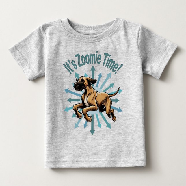 Camiseta Para Bebê É Zoomie Time Great Dane (Frente)