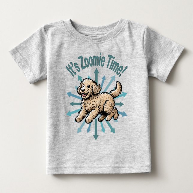 Camiseta Para Bebê É Zoomie Time Labradoodle (Frente)