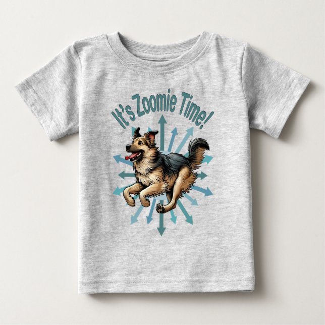 Camiseta Para Bebê É Zoomie Time Large Mutt (Frente)