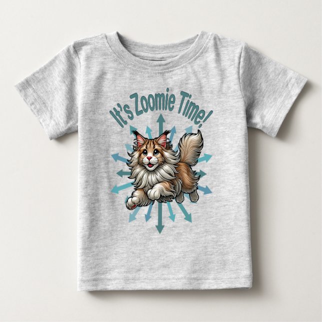 Camiseta Para Bebê É Zoomie Time Maine Coon Cat (Frente)