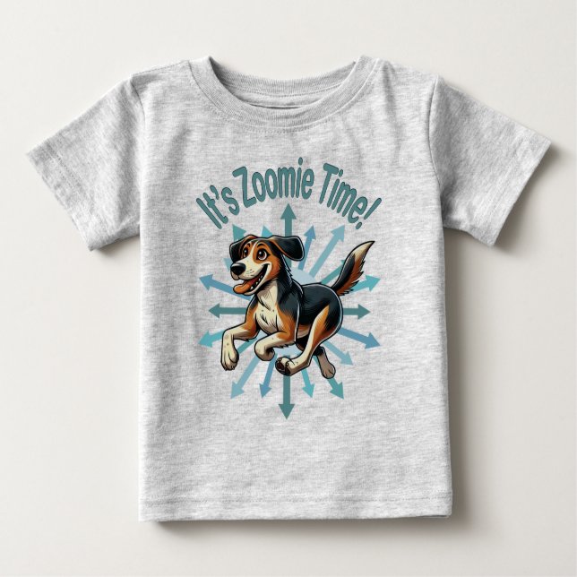 Camiseta Para Bebê É Zoomie Time Medium Mutt (Frente)