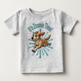 Camiseta Para Bebê É Zoomie Time Medium Tan Mutt