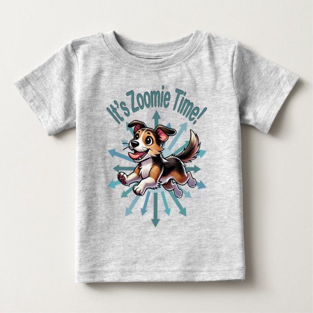 Camiseta Para Bebê É Zoomie Time Mutt (Frente)