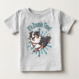 Camiseta Para Bebê É Zoomie Time, Pastor Australiano