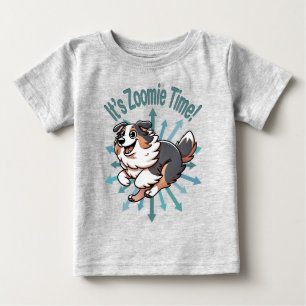 Camiseta Para Bebê É Zoomie Time, Pastor Australiano