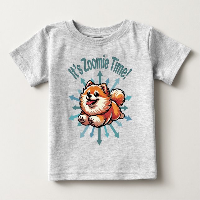 Camiseta Para Bebê É Zoomie Time Pomeranian (Frente)