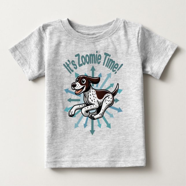 Camiseta Para Bebê É Zoomie Time — Ponteiro Alemão Curto (Frente)