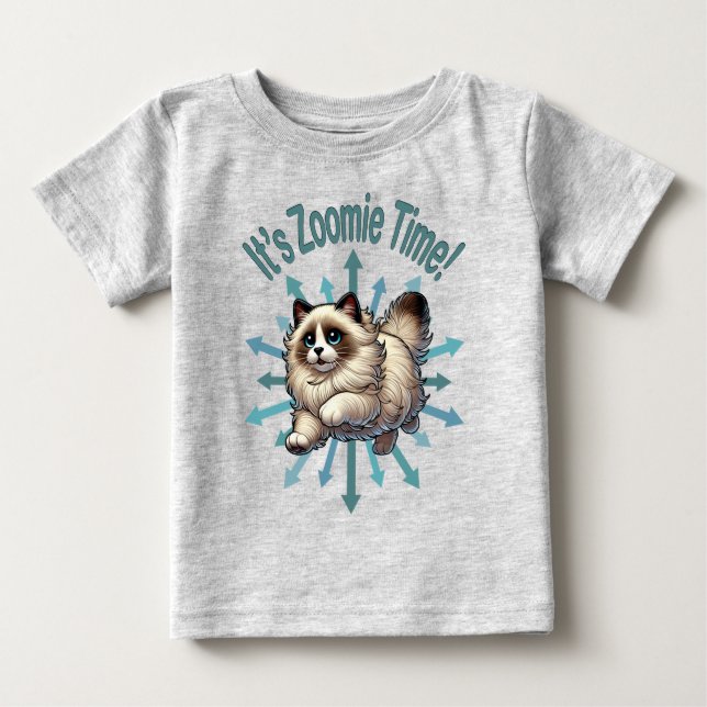 Camiseta Para Bebê É Zoomie Time Ragdoll Cat (Frente)