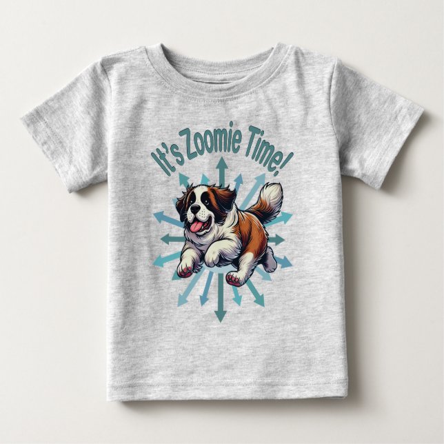 Camiseta Para Bebê É Zoomie Time Santo Bernard (Frente)