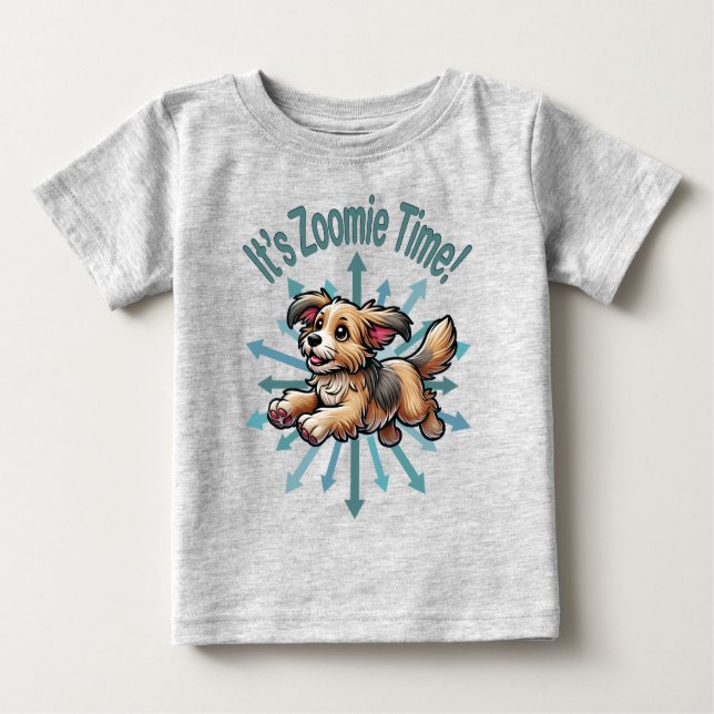 Camiseta Para Bebê É Zoomie Time Small Mutt (Frente)