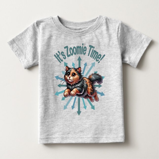 Camiseta Para Bebê É Zoomie Time Tortoise Shell Cat (Frente)