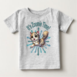Camiseta Para Bebê É Zoomie Time Tricolor Gato