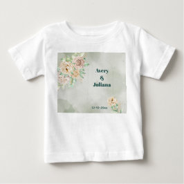 Camiseta Para Bebê Earthy Shades Flowers Boho Elegant Sage Green