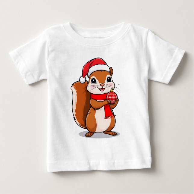 Camiseta Para Bebê Écureuil de Noël Mignon (Frente)